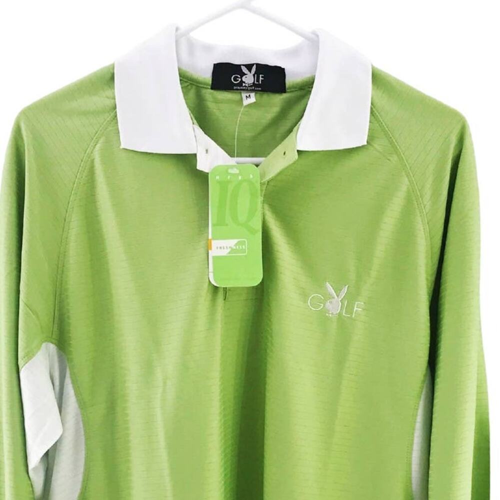 Playboy Golf L/S Polo Shirt Green Moisture Wicking Quick Dry Breathable